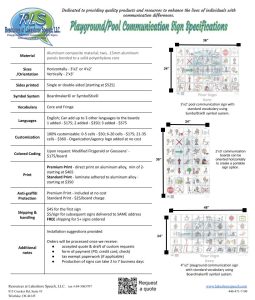 specification sheets of sizing, prices, etc for communication boards