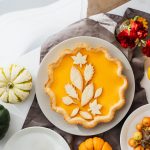 Thanksgiving pie on a decorated table