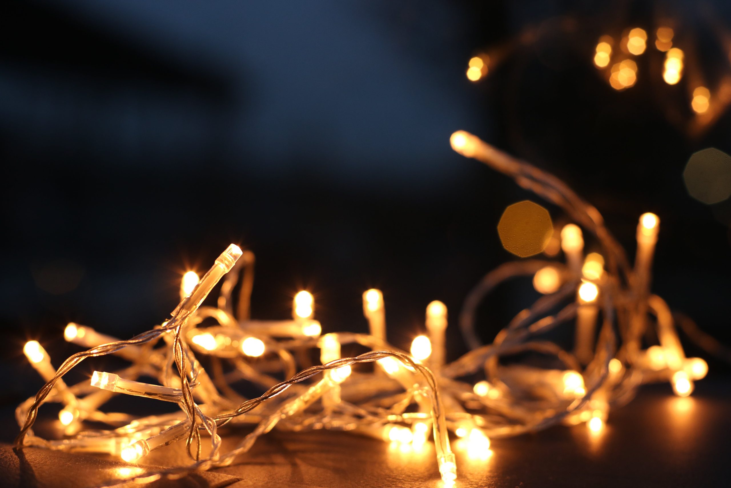 string of holiday white lights