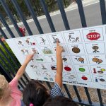 Children using Playground communication boards