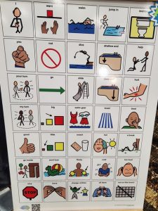 communication board designed for use at a pool