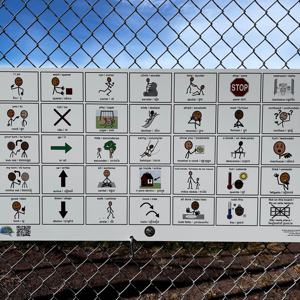 communication board with 4 languages