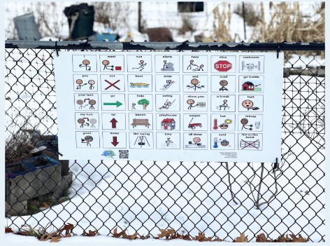 communication board in wintery weather