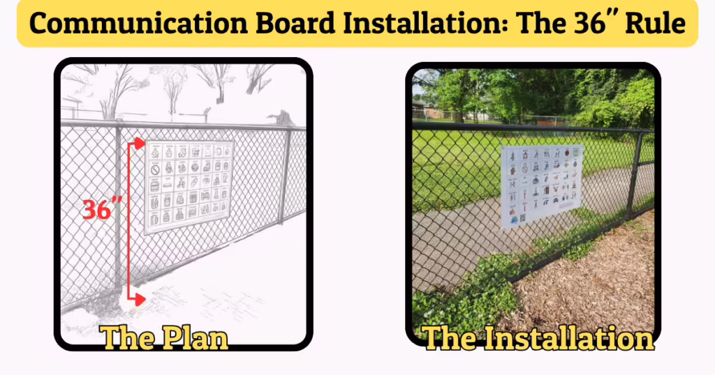 communication board installation - 36" rule